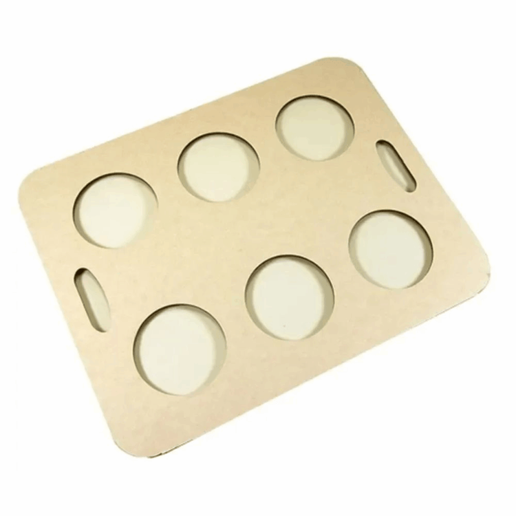 Plateau de transport carton 6 trous diamètre 280x220mm (50 pièces)
