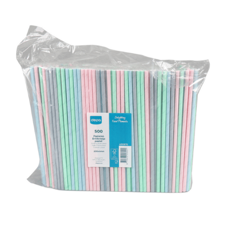 Depa paille à boire papier pastel fsc 20cm x 6mm (500 pièces)