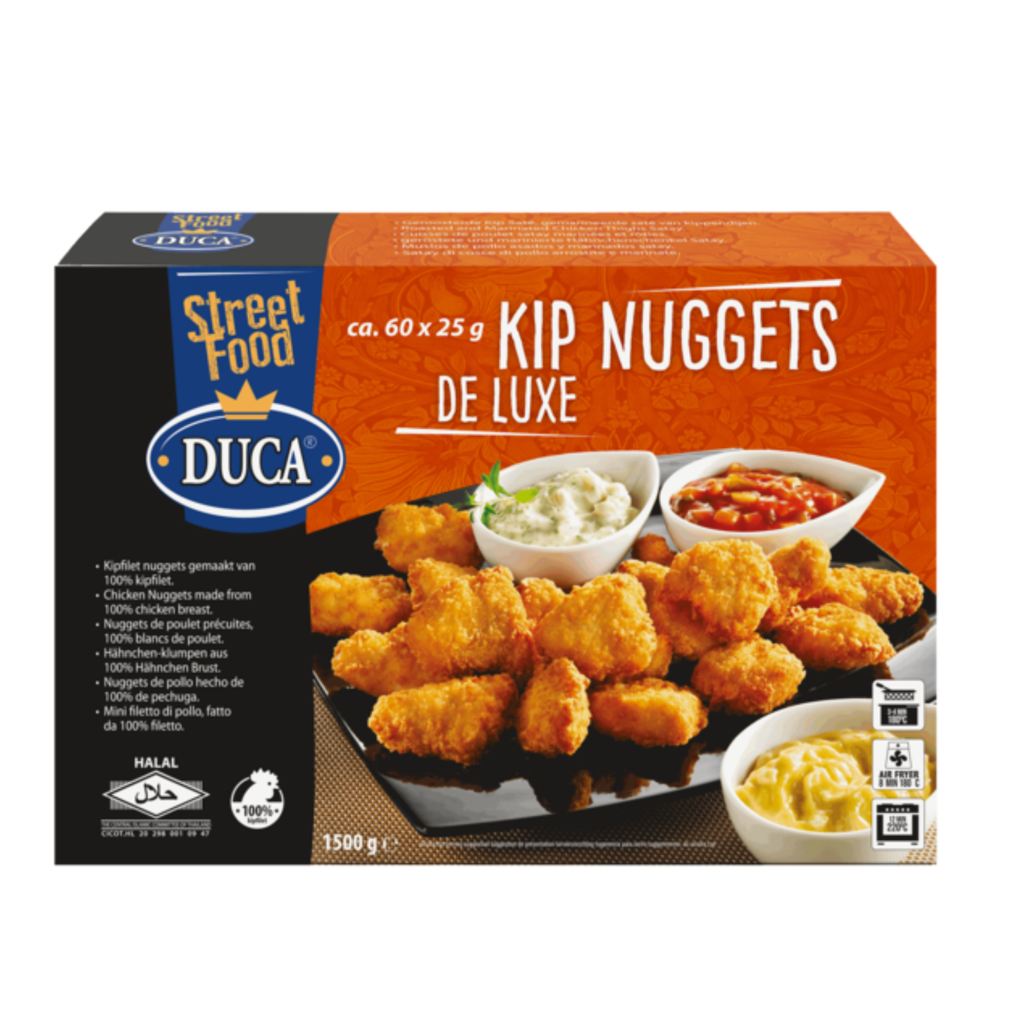 Duca filet de poulet pré-frit nuggets de poulet deluxe (60x 25 gr)