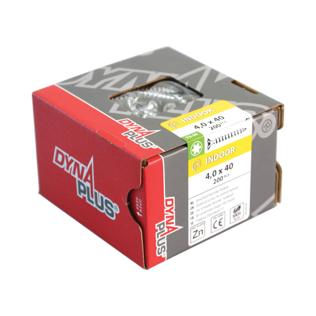 Dynaplus vis uni vis pour panneaux d'aggloméré tête plate galvanisée filetage complet torx tx25 5.0x30 | 200 pièces - 0281.01.41201