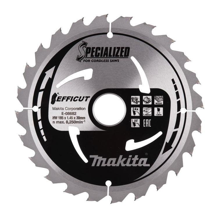 Accessoires Makita lame de scie circulaire bois efficut 185x30x1,45 24t 23g - e-08682