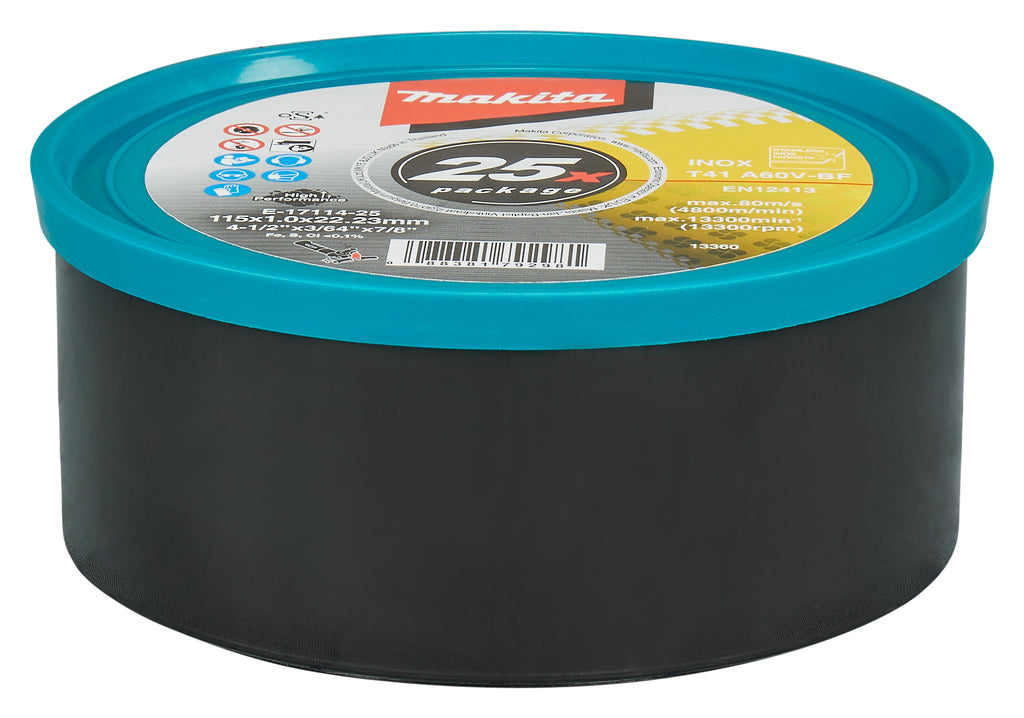 Makita accessoires disque à tronçonner acier inoxydable a60v 115x22.23x1.0mm - e-17114-25