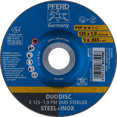 Pferd disque combiné 125-1.9 duo en acier inoxydable