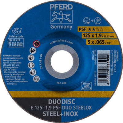 Pferd disque combiné 125-1.9 duo en acier inoxydable