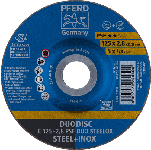 Disque combiné Pferd 125-2.8 duo steelox | 10 pièces