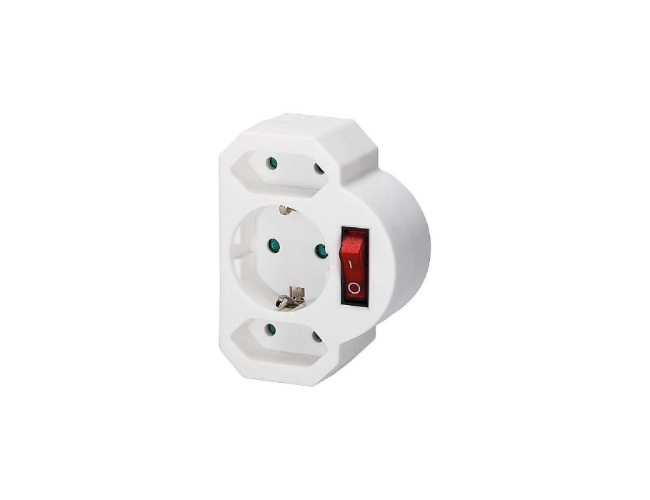Plug de distribution EGB avec commutateur 3 connexions blanches