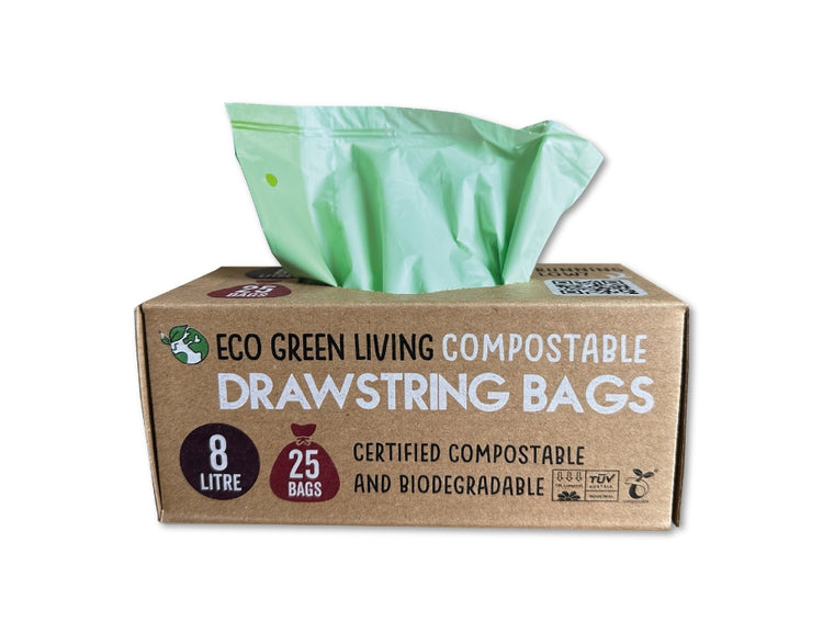 Sacs à déchets compostables Eco green living 8 litres - avec cordon - 25 pièces
