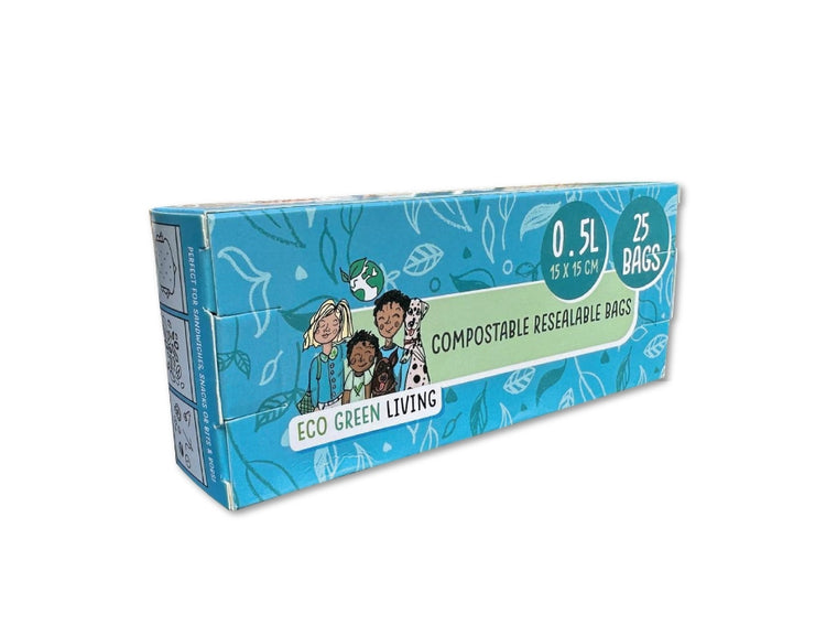 Sacs de rangement refermables compostables Eco green living 0,5 litre - 15 pièces
