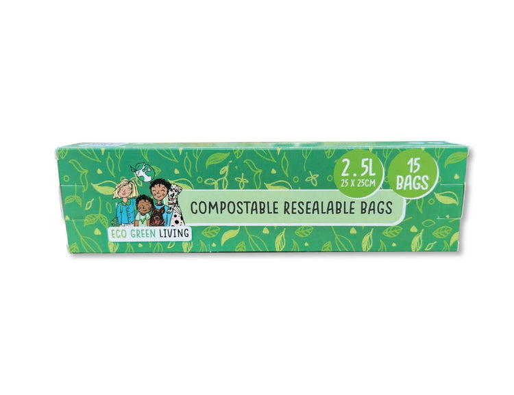 Sacs de rangement refermables compostables Eco green living 2,5 litres - 15 pièces