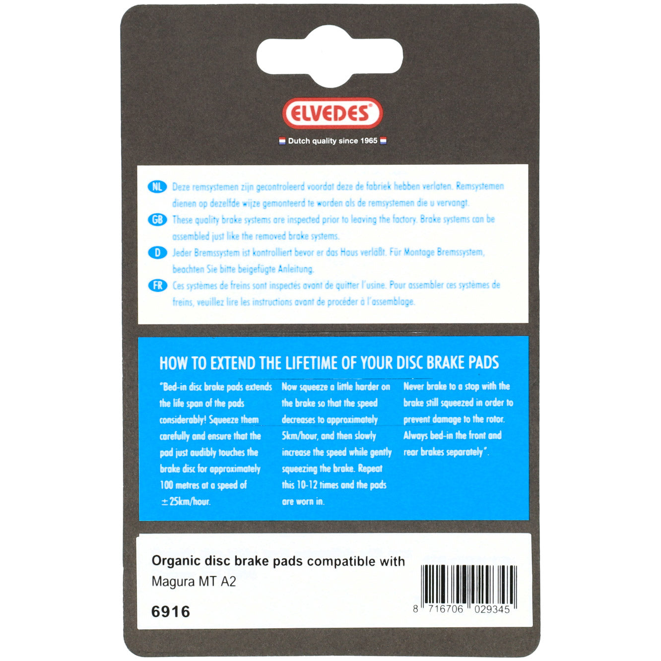Blocs de frein à disque Elvedes 6916 Soft