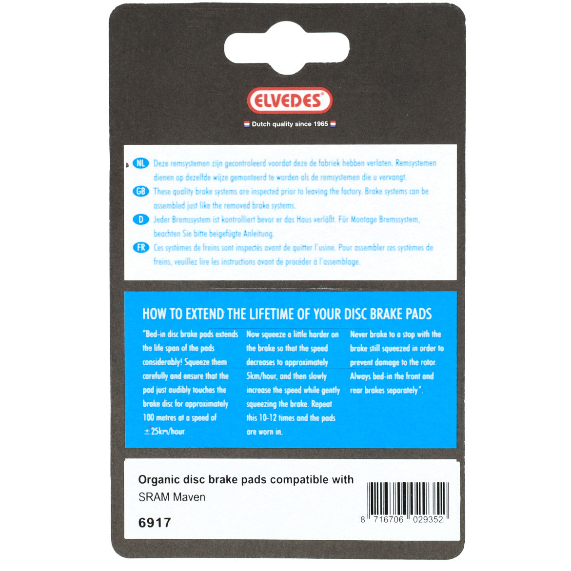 Blocs de frein à disque Elvedes 6917 Soft