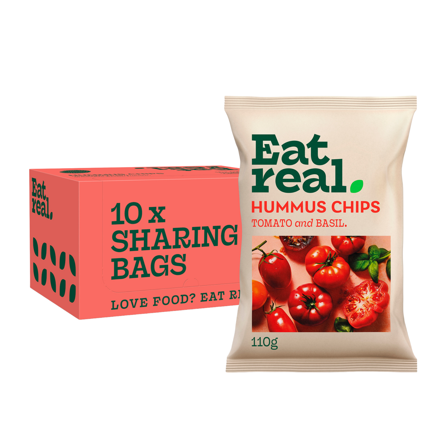 Mangez de vraies tomates et; chips de houmous au basilic (10x 110gr) (boule)