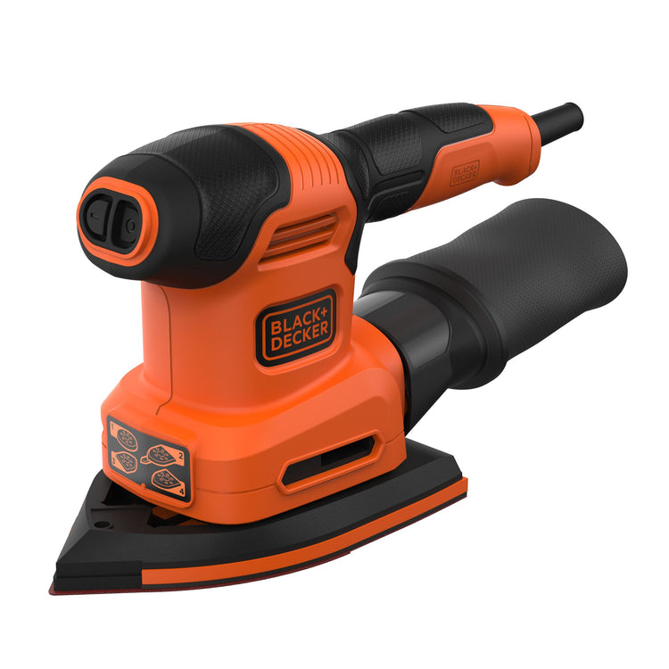 Ponceuse multifonction Black+decker bew200 200w 4en1 | semelle de ponçage plate, de détail et excentrique | 1x doigt de ponçage | 6x feuilles abrasives - bew200-qs
