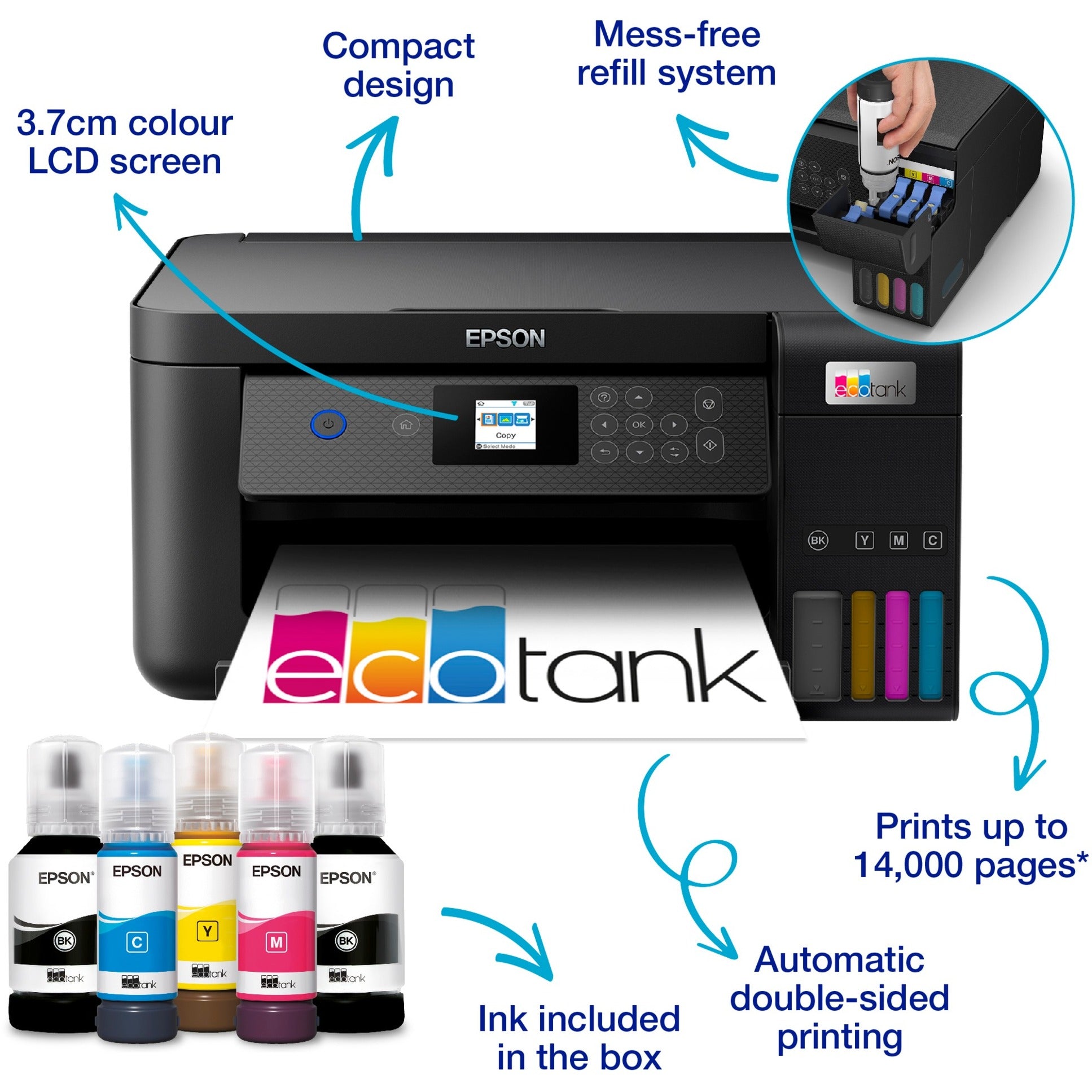 Epson Ecotank ET-2850 A4 Imprimante Wi-Fi multifonctionnelle