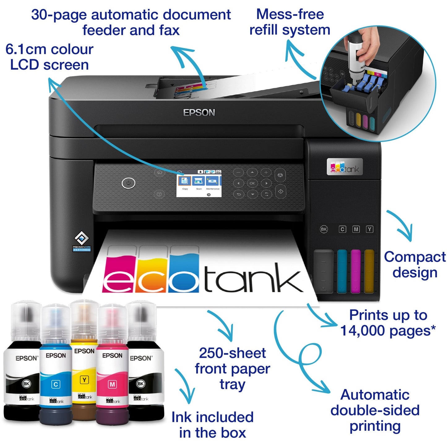Epson Ecotank ET-3850 A4 Imprimante Wi-Fi multifonctionnelle