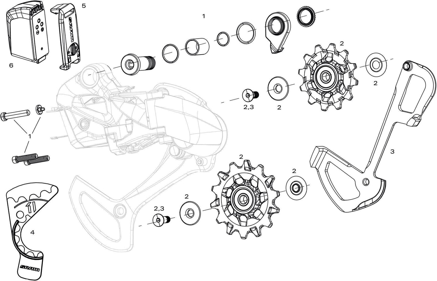 Déraille arrière SRAM. X01 Eagle Axs 52T rouge