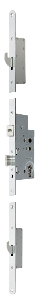 Serrure de sécurité multipoint Nemef 5060 | à manivelle | skg*** | dm65mm | pc72mm | plaque frontale en acier galvanisé 20x1950mm arrondie | Dr 1+3 2+4 - a000326387