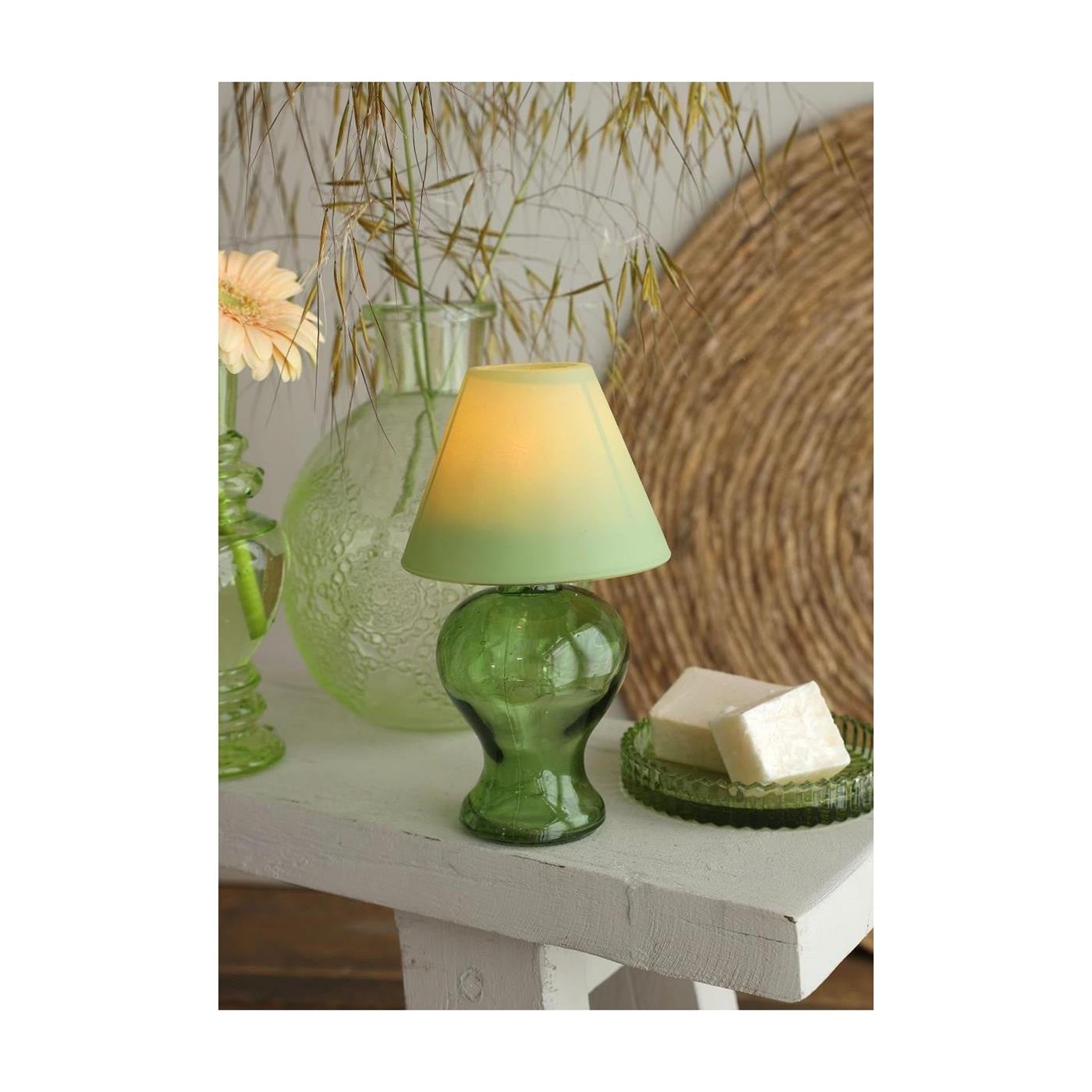 Idées 4 saisons verre bougie chauffe-plat doux vert h16cm
