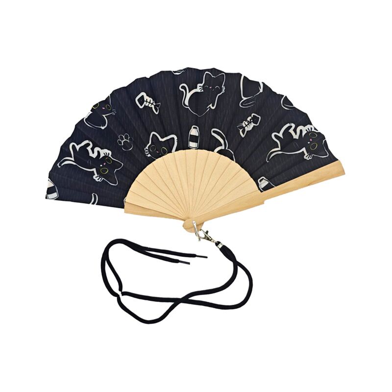 Éventail pliable Lucky le chat noir