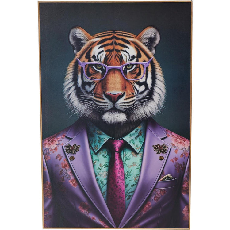Décoration murale style maison têtes d'animaux avec fleur 38x58cm