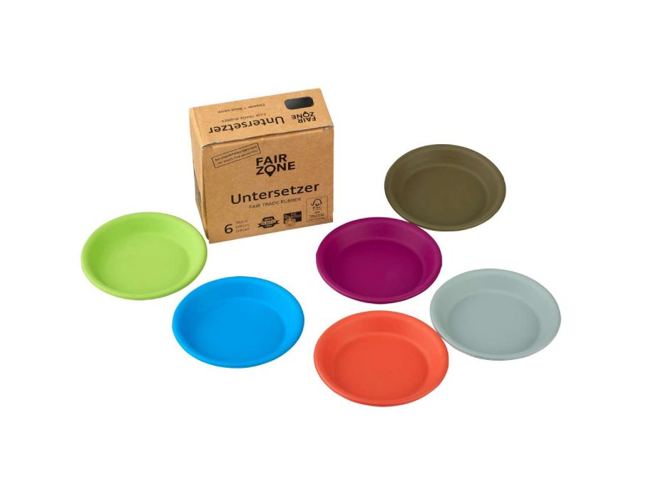 Fairzone Coasters for Plant Pots coloré en caoutchouc 6 pièces