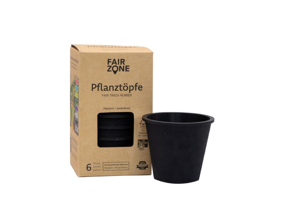 Fairzone Plant Pots Natural Rubber Black 6 pièces