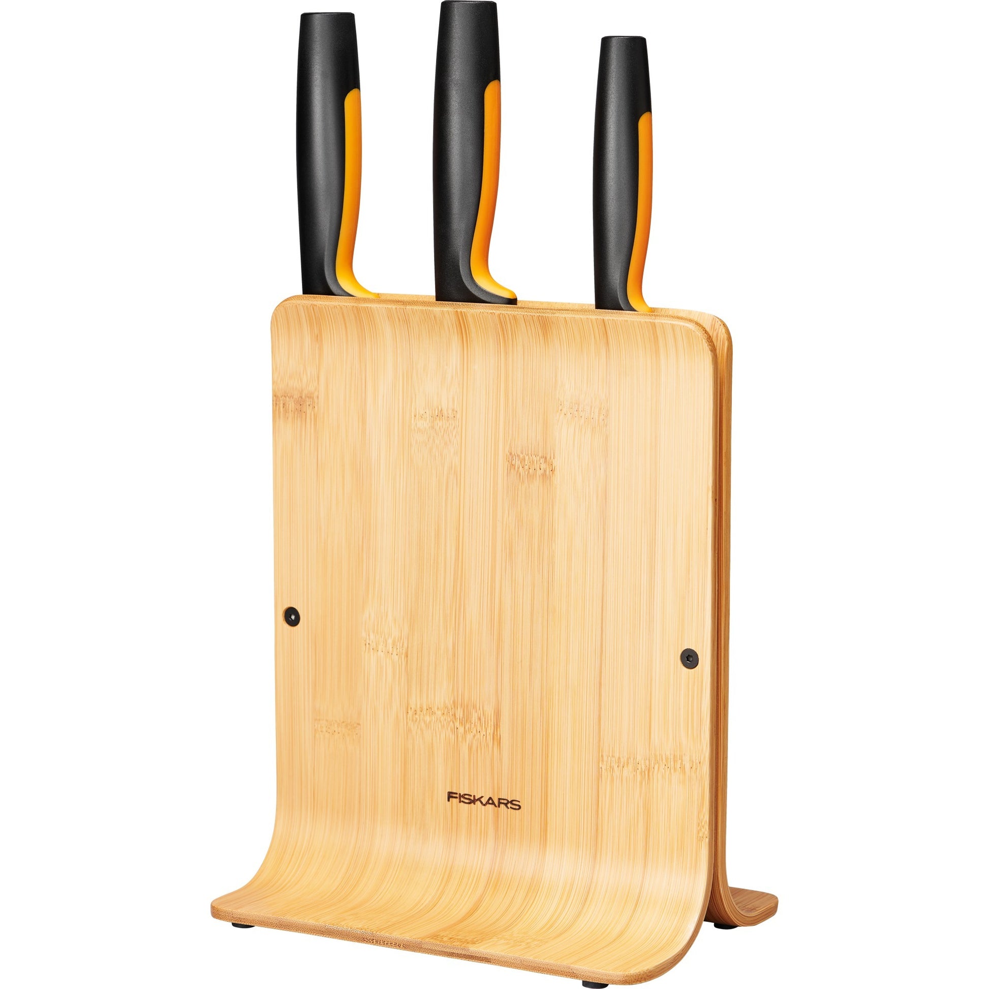 Fiskars Functional Form Bloc à couteaux en bambou avec 3 couteaux
