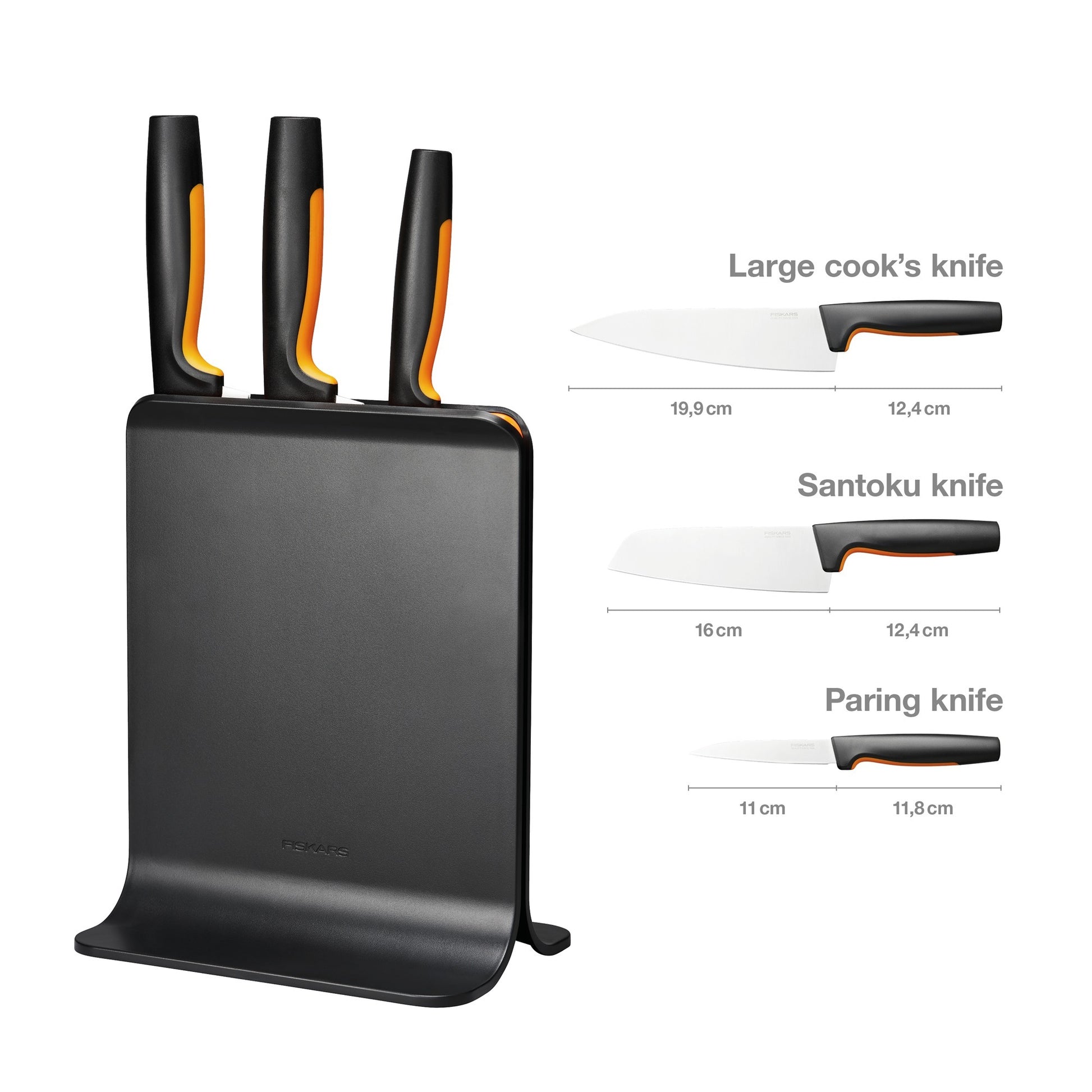 Fiskars Functional Form Bloc de couteaux en plastique avec 3 couteaux