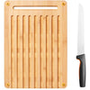 Fiskars Functional Form Set planche à découper le pain et couteau en bambou