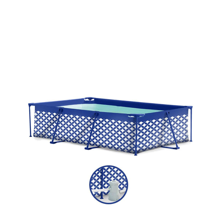 Élégance | Piscine de design blanc bleu foncé 260x160x65 cm incl. Accessoires