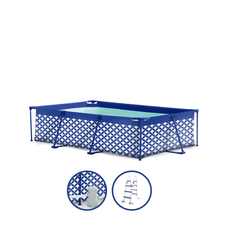 Élégance | Piscine de design blanc bleu foncé 260x160x65 cm incl. Accessoires
