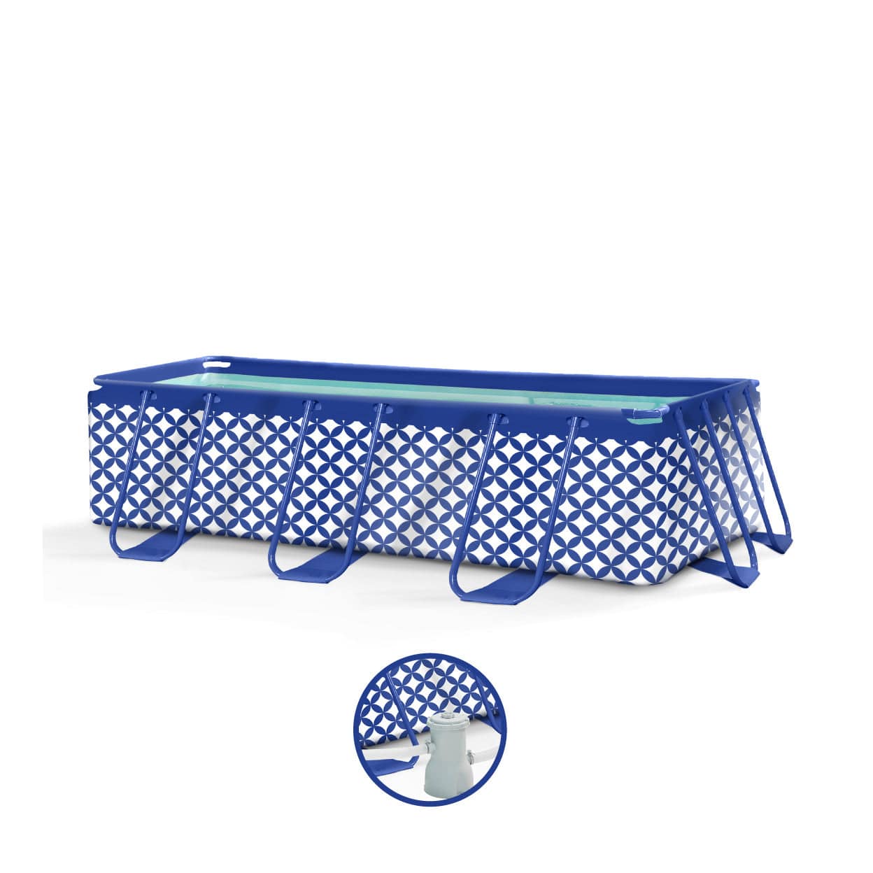 Élégance | Piscine de conception blanc bleu foncé 400x200x100 cm incl. Accessoires