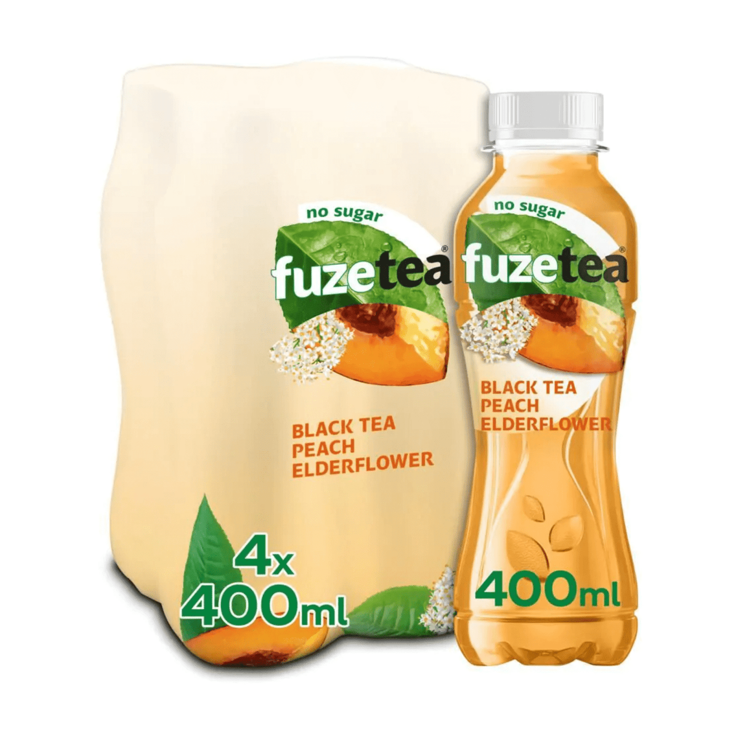 Thé Fuze pêche noire fleur de sureau sans sucre pet (6x 400ml)