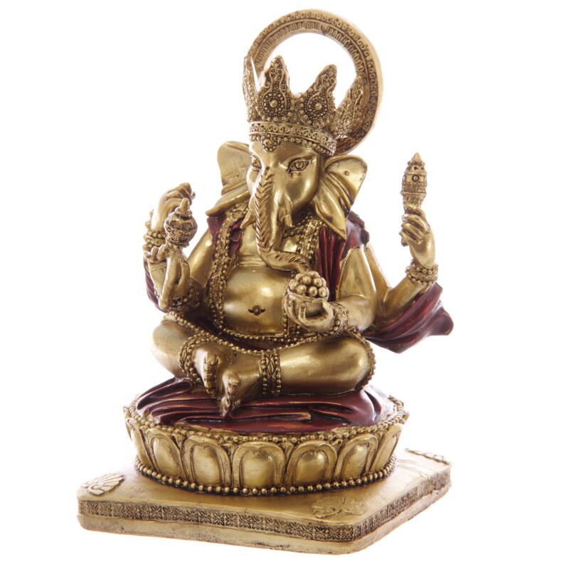 Figurine de Ganesh rouge doré 14cm