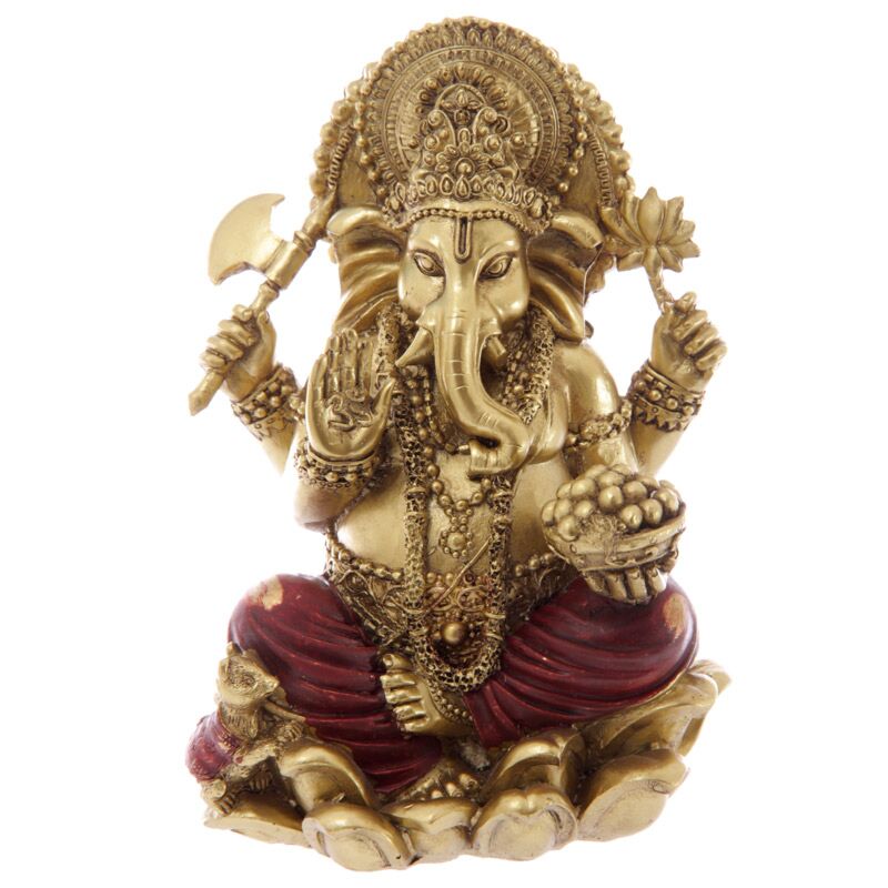Figurine de Ganesh rouge doré 16cm