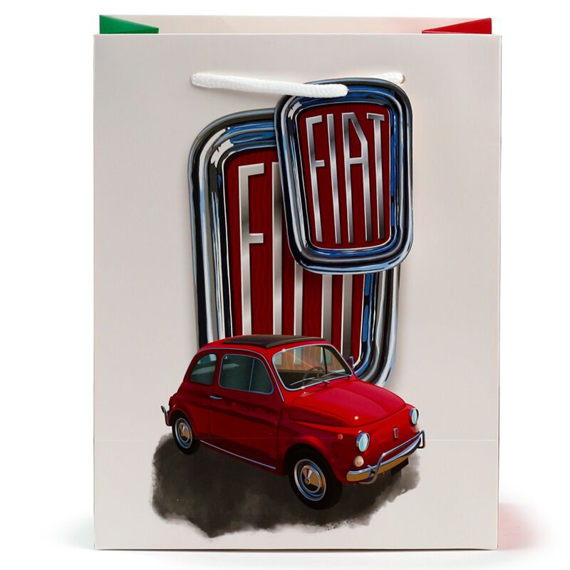 Fiat 500 Retro Red White - Sac cadeau médium