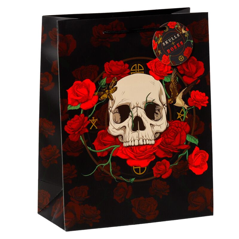 Crâne et roses Roses rouges - sac cadeau grand