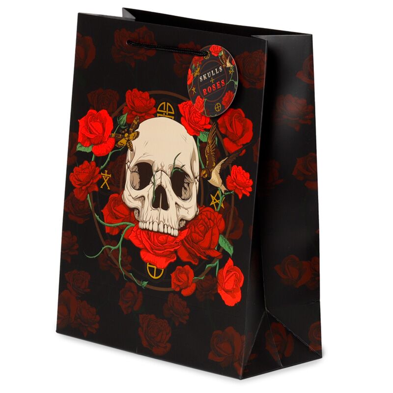 Crâne et roses Roses rouges - sac cadeau grand