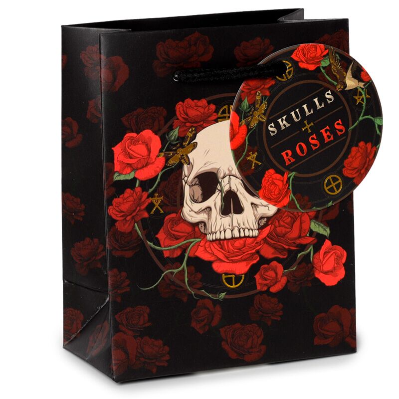 Crâne et roses Roses rouges - sac cadeau petit