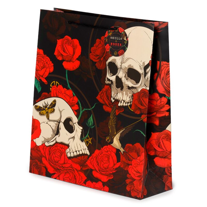 Bag cadeau de rose rouge du crâne et rouge xl