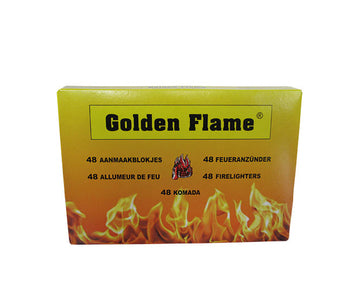 Allume-feu blanc flamme dorée (24x 48 pièces)