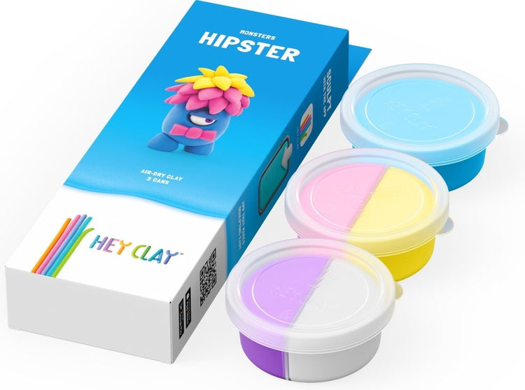 Hey-Clay Hipster 3 boîtes de pâte à modeler