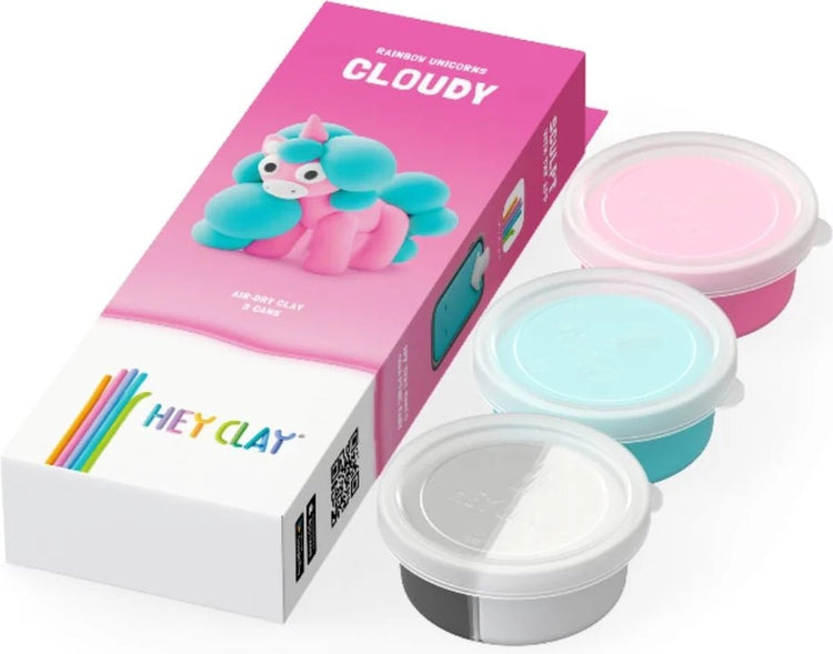 Hey-Clay Licorne arc-en-ciel nuageux 3 boîtes de pâte à modeler