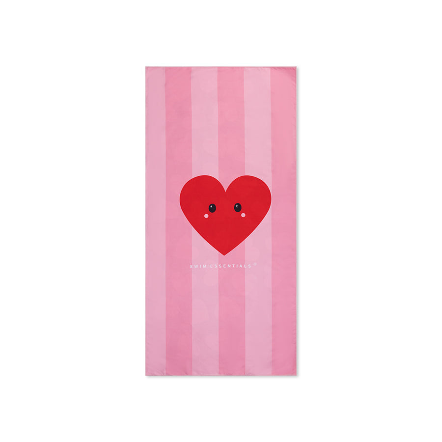 Cœurs | Serviette en microfibre rouge 135 x 65 cm