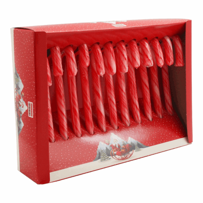 Boîte de cannes de bonbon Holland foodz rouge-blanc (12 pièces)