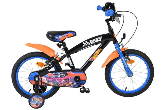 Vélo pour enfants Heiße Räder Hot Wheels - garçons - 16 pouces - noir orange bleu - deux freins à main