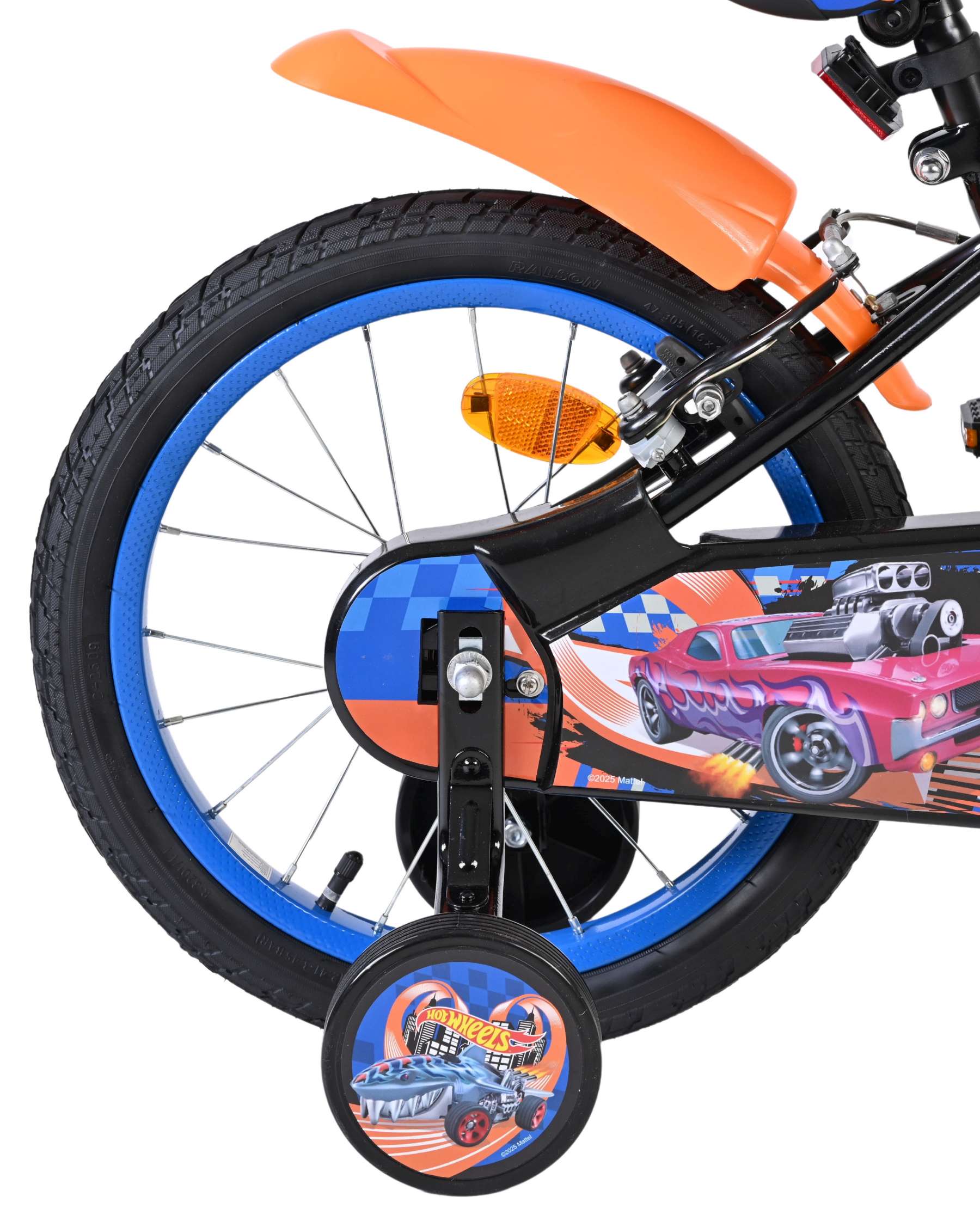 Vélo pour enfants Heiße Räder Hot Wheels - garçons - 16 pouces - noir orange bleu - deux freins à main