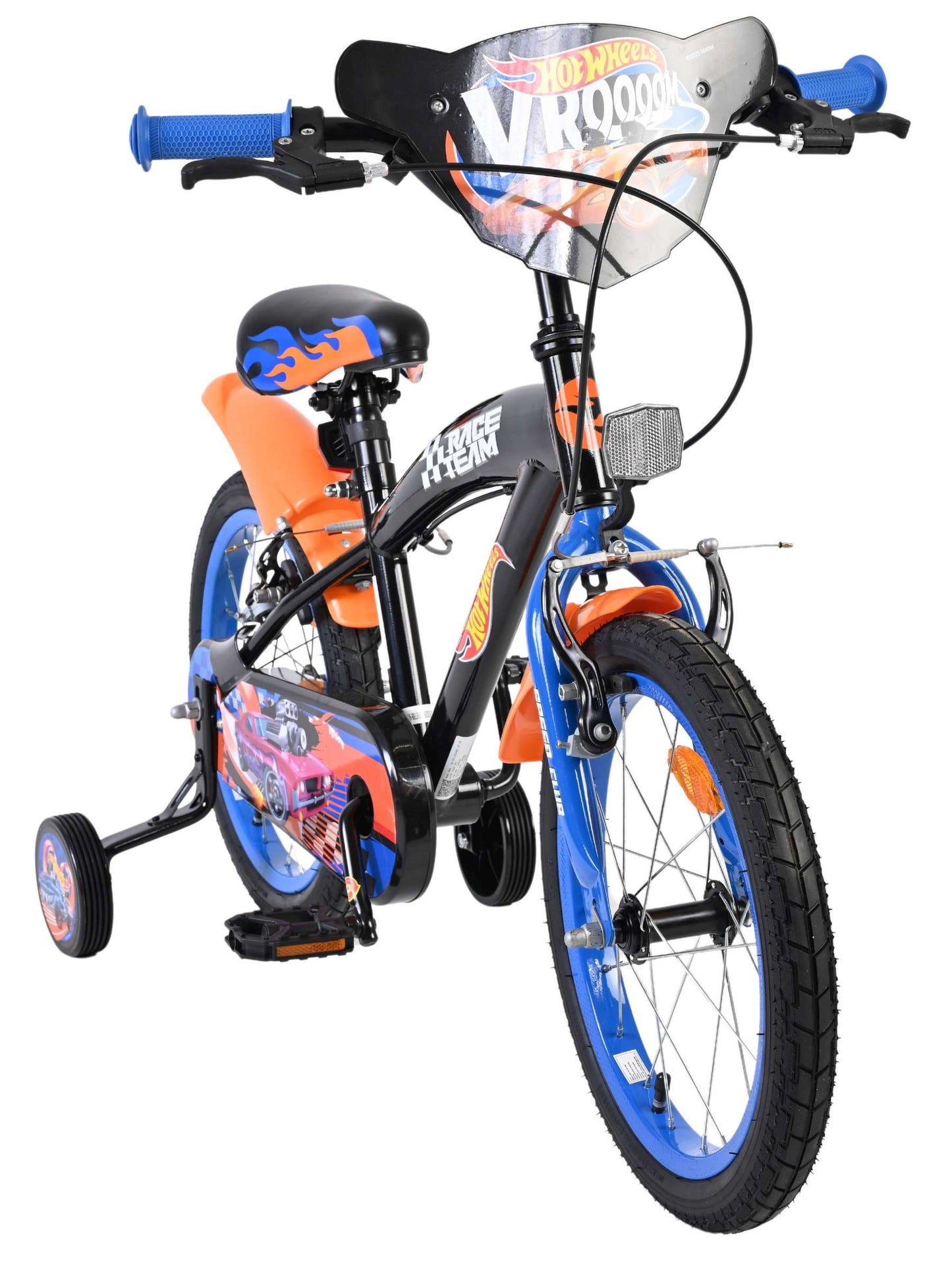 Vélo pour enfants Heiße Räder Hot Wheels - garçons - 16 pouces - noir orange bleu - deux freins à main