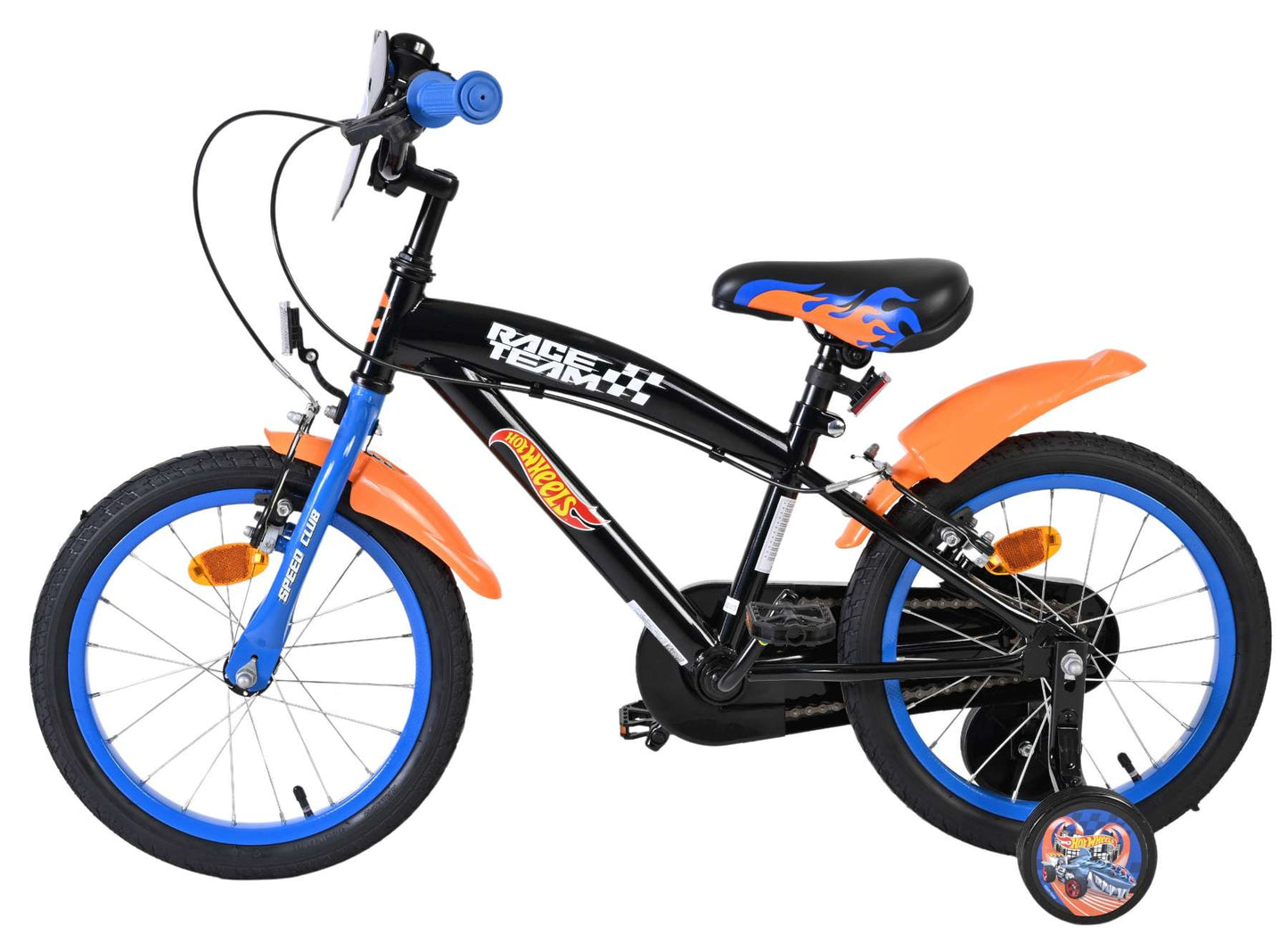 Vélo pour enfants Heiße Räder Hot Wheels - garçons - 16 pouces - noir orange bleu - deux freins à main