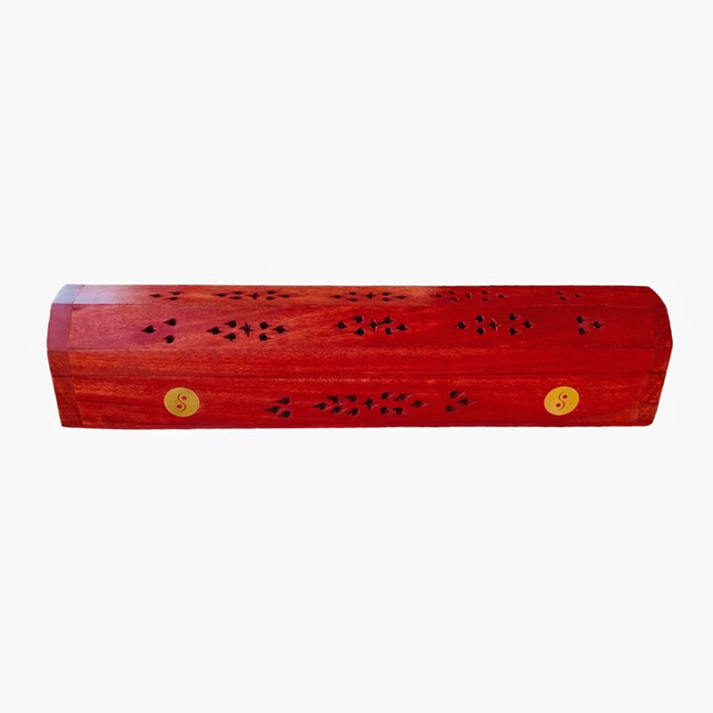 Boîte du support d'encens en bois de mangue Yin Yang